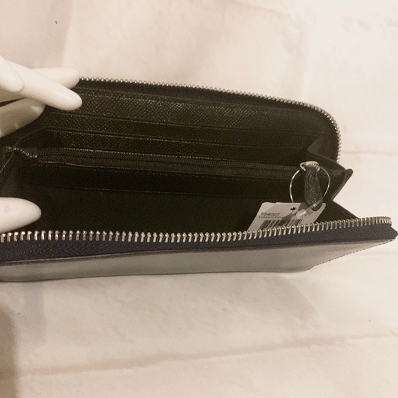 💐 COACH F54007 💐 METALLIC MIDNIGHT CROSS GRAIN LEATHER CONTINENTAL WALLET - Picture 6 of 7